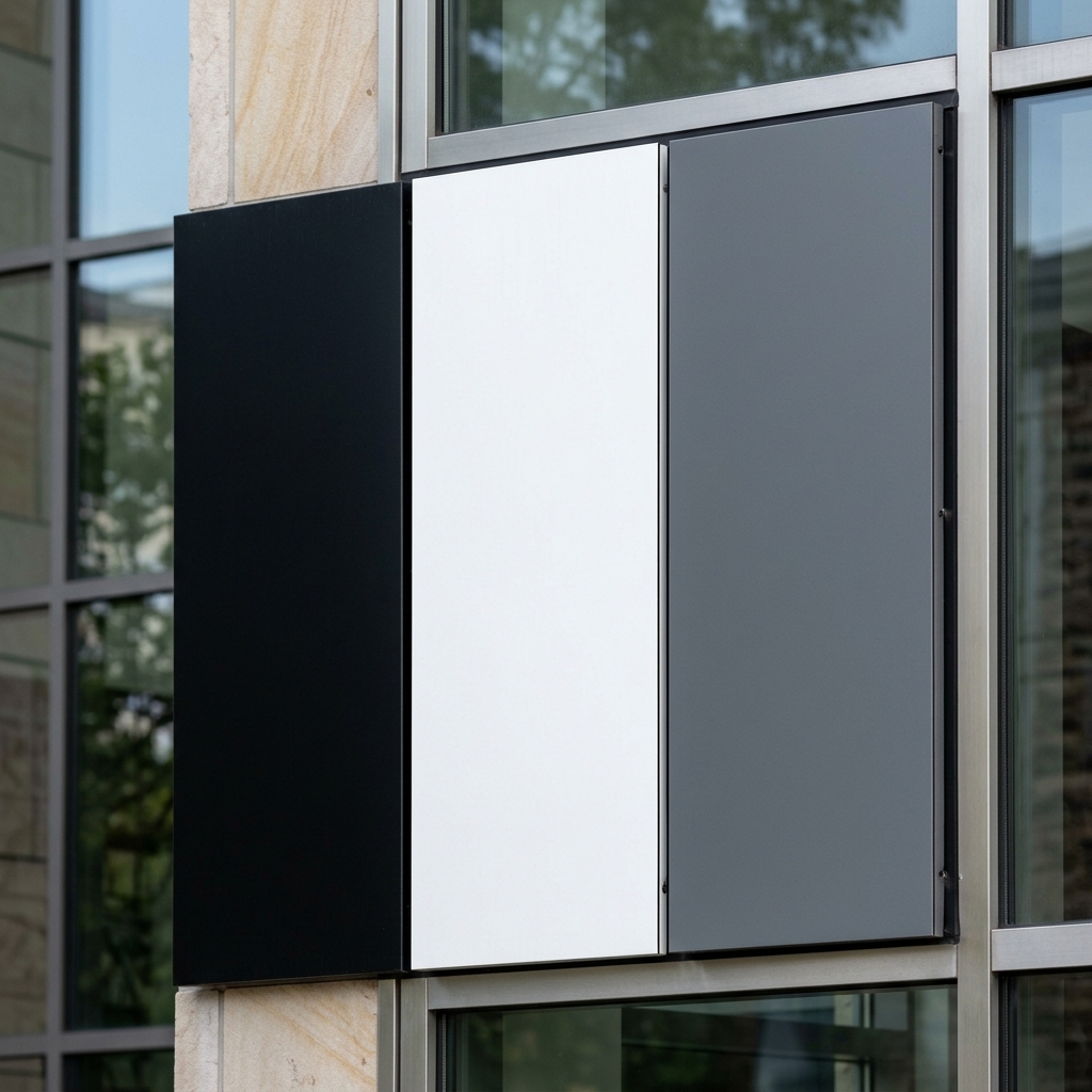 אלוקובונד שחור מט ואפור - חיפוי מבנים אדריכלי