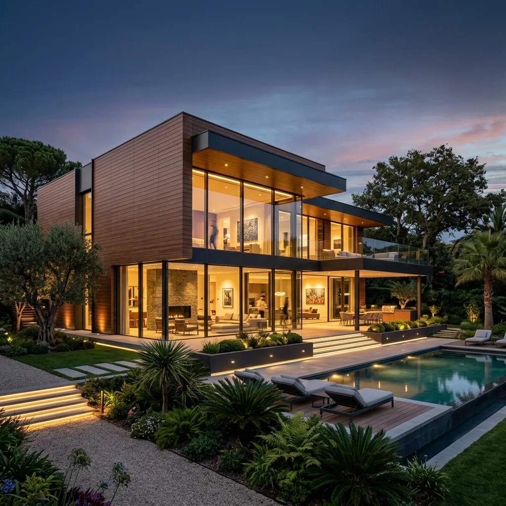 Luxury private villa with modern facade cladding